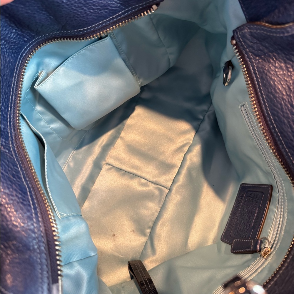 Coach Blue Leather Handbag with Scarf - Picture 4 of 4